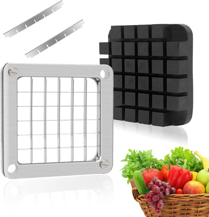 2Pcs 1/4''Replacement Chopper Blade, Commercial Vegetable Chopper Dicer Stainless Steel Blade and Pusher Block for Fruit Cutting Machine Tomato onion French Fries Cutter
