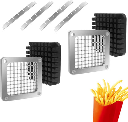 2Pcs 1/4''Replacement Chopper Blade, Commercial Vegetable Chopper Dicer Stainless Steel Blade and Pusher Block for Fruit Cutting Machine Tomato onion French Fries Cutter