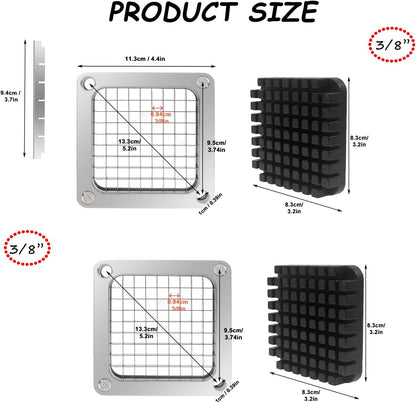 2Pcs 1/4''Replacement Chopper Blade, Commercial Vegetable Chopper Dicer Stainless Steel Blade and Pusher Block for Fruit Cutting Machine Tomato onion French Fries Cutter