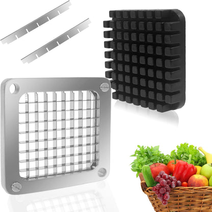 2Pcs 1/4''Replacement Chopper Blade, Commercial Vegetable Chopper Dicer Stainless Steel Blade and Pusher Block for Fruit Cutting Machine Tomato onion French Fries Cutter