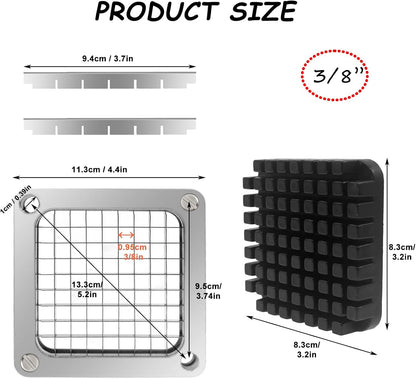 2Pcs 1/4''Replacement Chopper Blade, Commercial Vegetable Chopper Dicer Stainless Steel Blade and Pusher Block for Fruit Cutting Machine Tomato onion French Fries Cutter