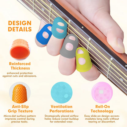 20 Pieces Rubber Finger Covers for Hand Sewing with Finger Protection, Durable Rubber Finger Tips for Quilting, Knitting, Embroidery, Paperwork & Crafts (5 Sizes)