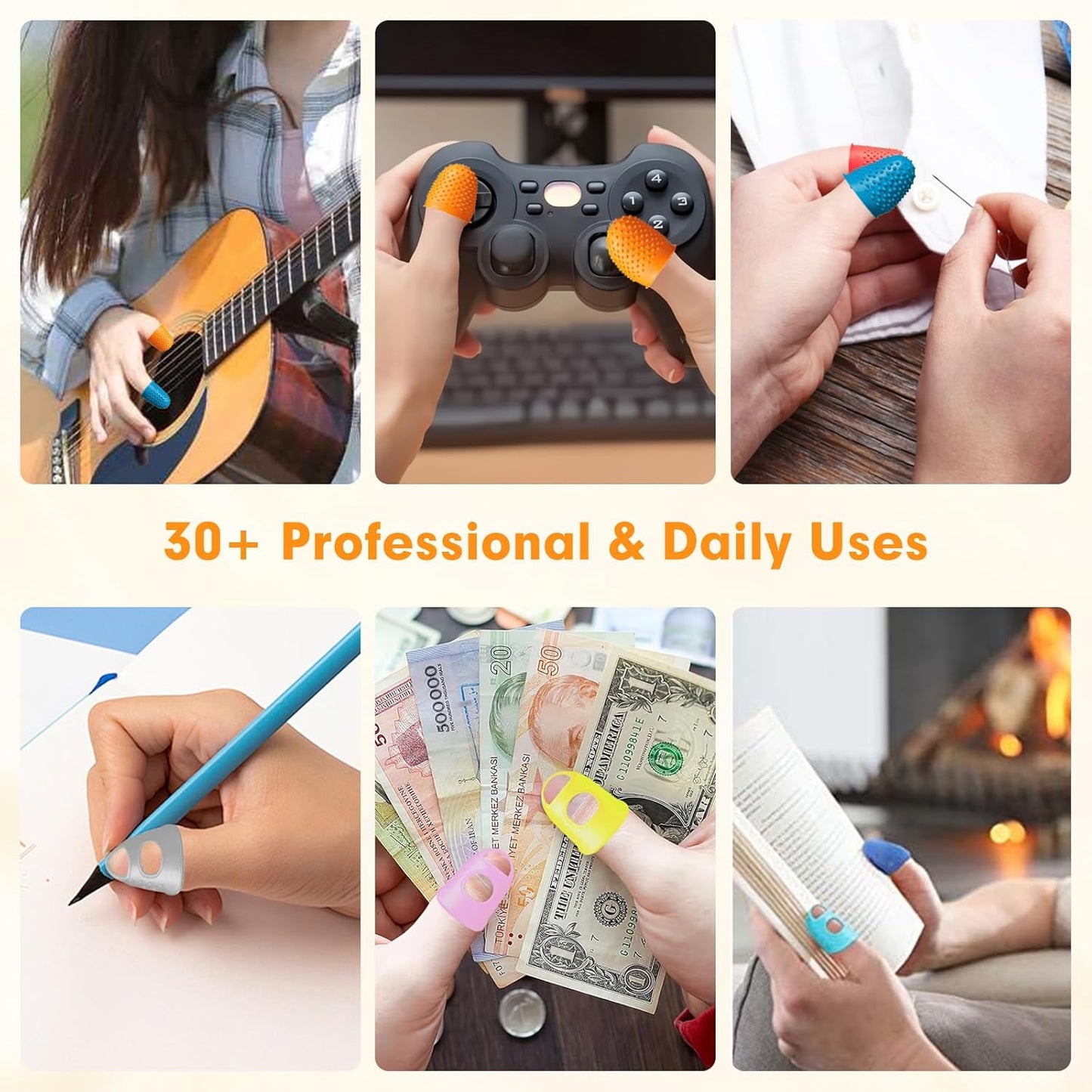 20 Pieces Rubber Finger Covers for Hand Sewing with Finger Protection, Durable Rubber Finger Tips for Quilting, Knitting, Embroidery, Paperwork & Crafts (5 Sizes)