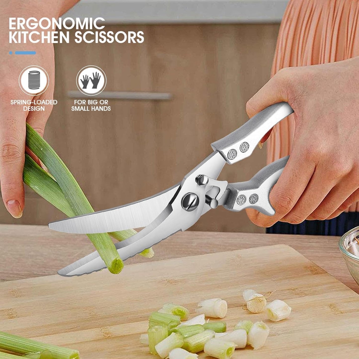 Heavy Duty Poultry Shears - Kitchen Scissors Dishwasher Safe | Stainless Steel, Kitchen Shears for Meat Cutting, Meat Cooking Scissors for Thanksgiving Day, Ideal Gifts for Men and Women