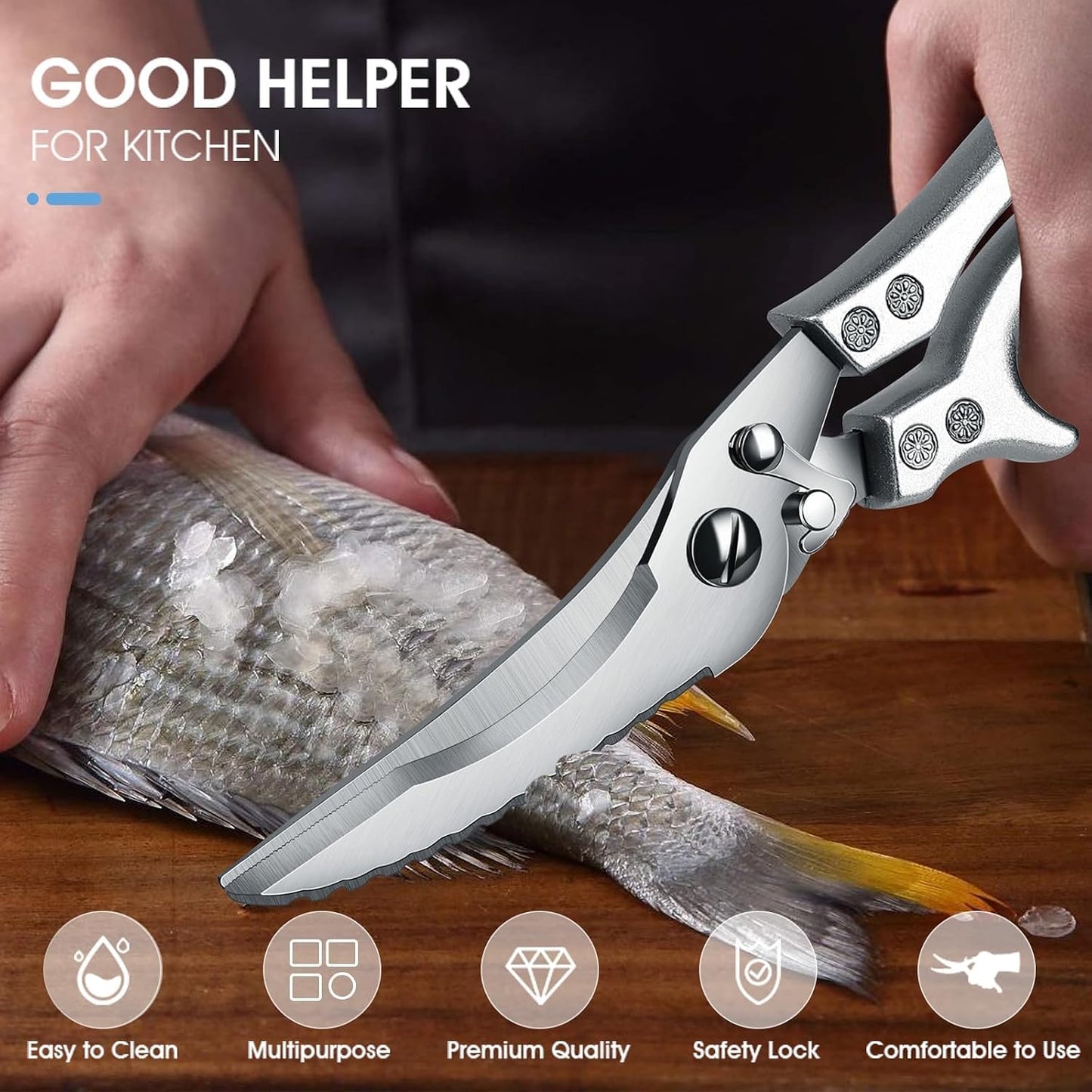 Heavy Duty Poultry Shears - Kitchen Scissors Dishwasher Safe | Stainless Steel, Kitchen Shears for Meat Cutting, Meat Cooking Scissors for Thanksgiving Day, Ideal Gifts for Men and Women