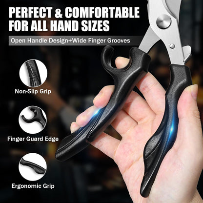 Heavy Duty Poultry Shears - Kitchen Scissors Dishwasher Safe | Stainless Steel, Kitchen Shears for Meat Cutting, Meat Cooking Scissors for Thanksgiving Day, Ideal Gifts for Men and Women