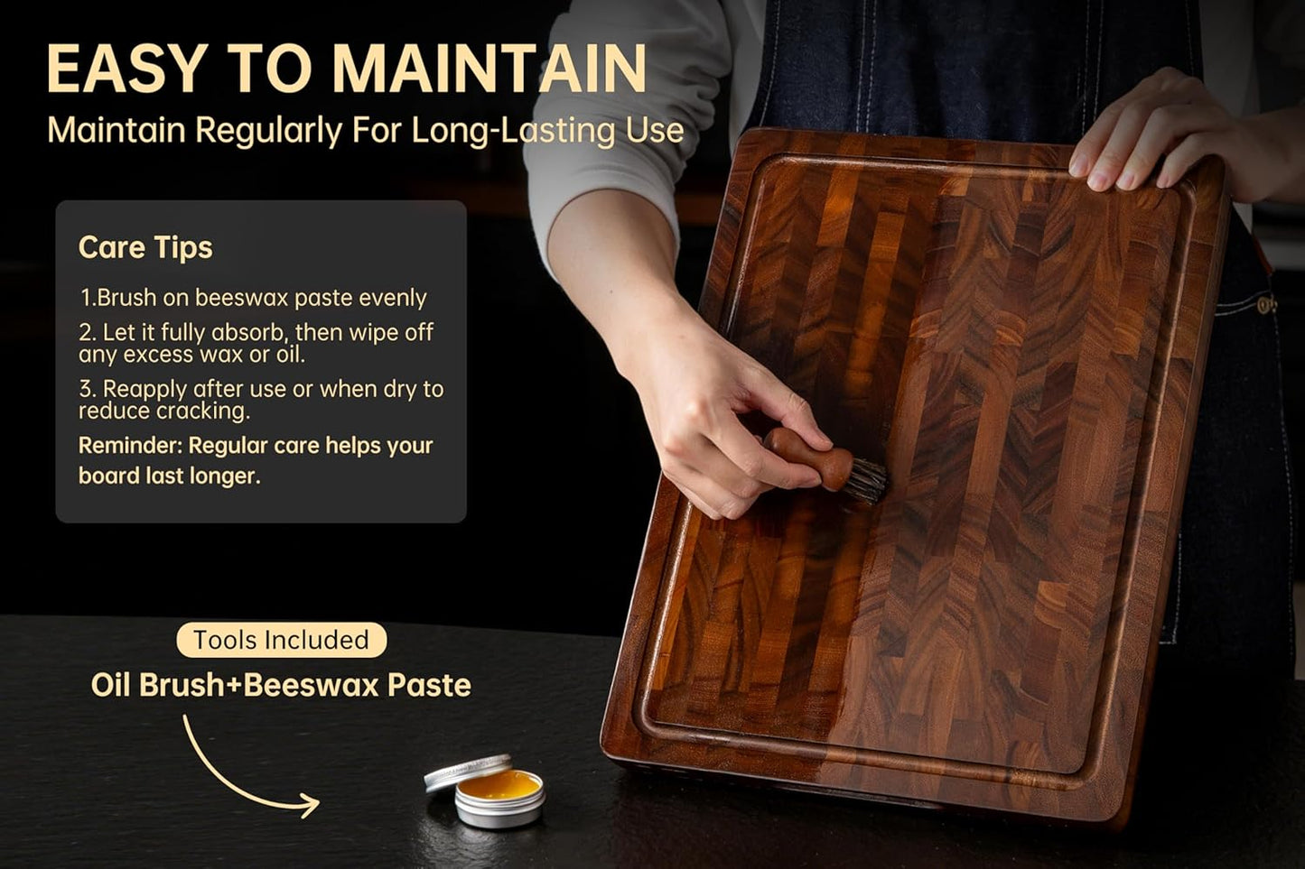 Walnut Cutting Boards for Kitchen, End Grain Wooden Cutting Board, Large Chopping Board Double Sided with Handle, Thick Butcher Block Charcuterie Meal Prep & Serving with Gift Box, 17"×13"×1"