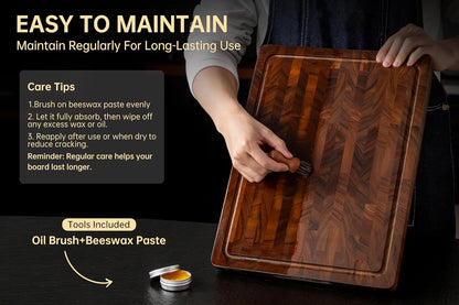 Walnut Cutting Boards for Kitchen, End Grain Wooden Cutting Board, Large Chopping Board Double Sided with Handle, Thick Butcher Block Charcuterie Meal Prep & Serving with Gift Box, 17"×13"×1"