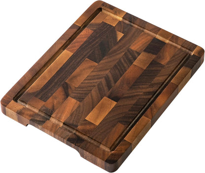 Walnut Cutting Boards for Kitchen, End Grain Wooden Cutting Board, Large Chopping Board Double Sided with Handle, Thick Butcher Block Charcuterie Meal Prep & Serving with Gift Box, 17"×13"×1"