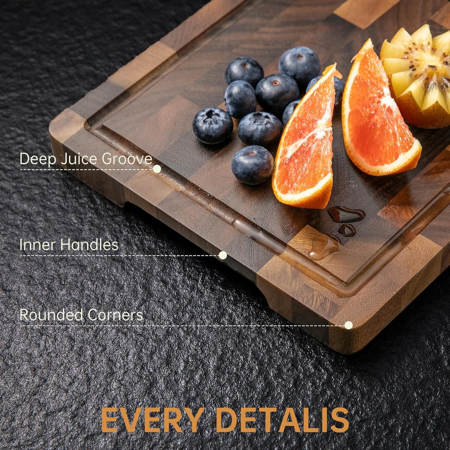 Walnut Cutting Boards for Kitchen, End Grain Wooden Cutting Board, Large Chopping Board Double Sided with Handle, Thick Butcher Block Charcuterie Meal Prep & Serving with Gift Box, 17"×13"×1"