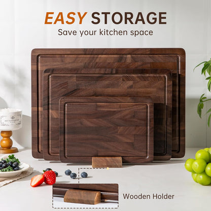 Walnut Cutting Boards for Kitchen, End Grain Wooden Cutting Board, Large Chopping Board Double Sided with Handle, Thick Butcher Block Charcuterie Meal Prep & Serving with Gift Box, 17"×13"×1"