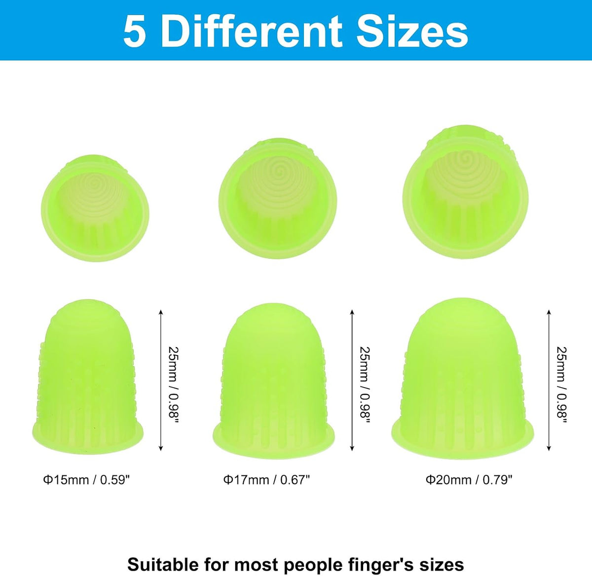 Rubber Finger Tips, 15 Pack Silicone Thumb Fingertip Protector Finger Cots Covers Guard Pads Thimble Grips for Office Counting Sewing, Pink Large Size