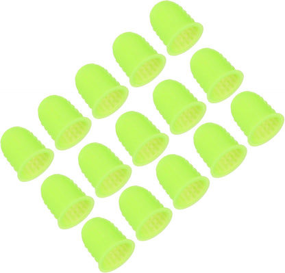 Rubber Finger Tips, 15 Pack Silicone Thumb Fingertip Protector Finger Cots Covers Guard Pads Thimble Grips for Office Counting Sewing, Pink Large Size