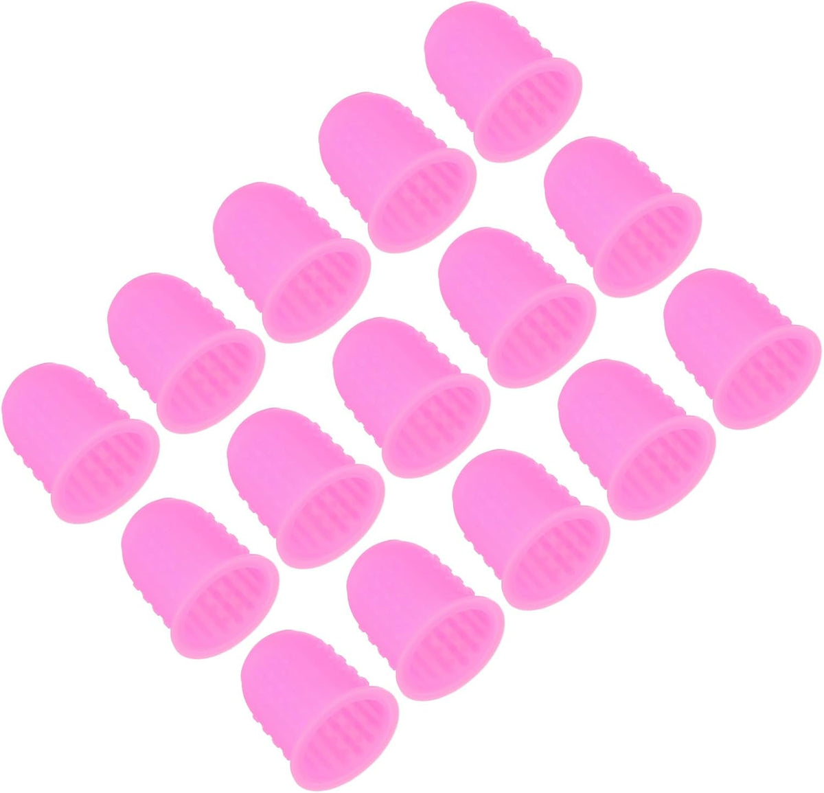 Rubber Finger Tips, 15 Pack Silicone Thumb Fingertip Protector Finger Cots Covers Guard Pads Thimble Grips for Office Counting Sewing, Pink Large Size