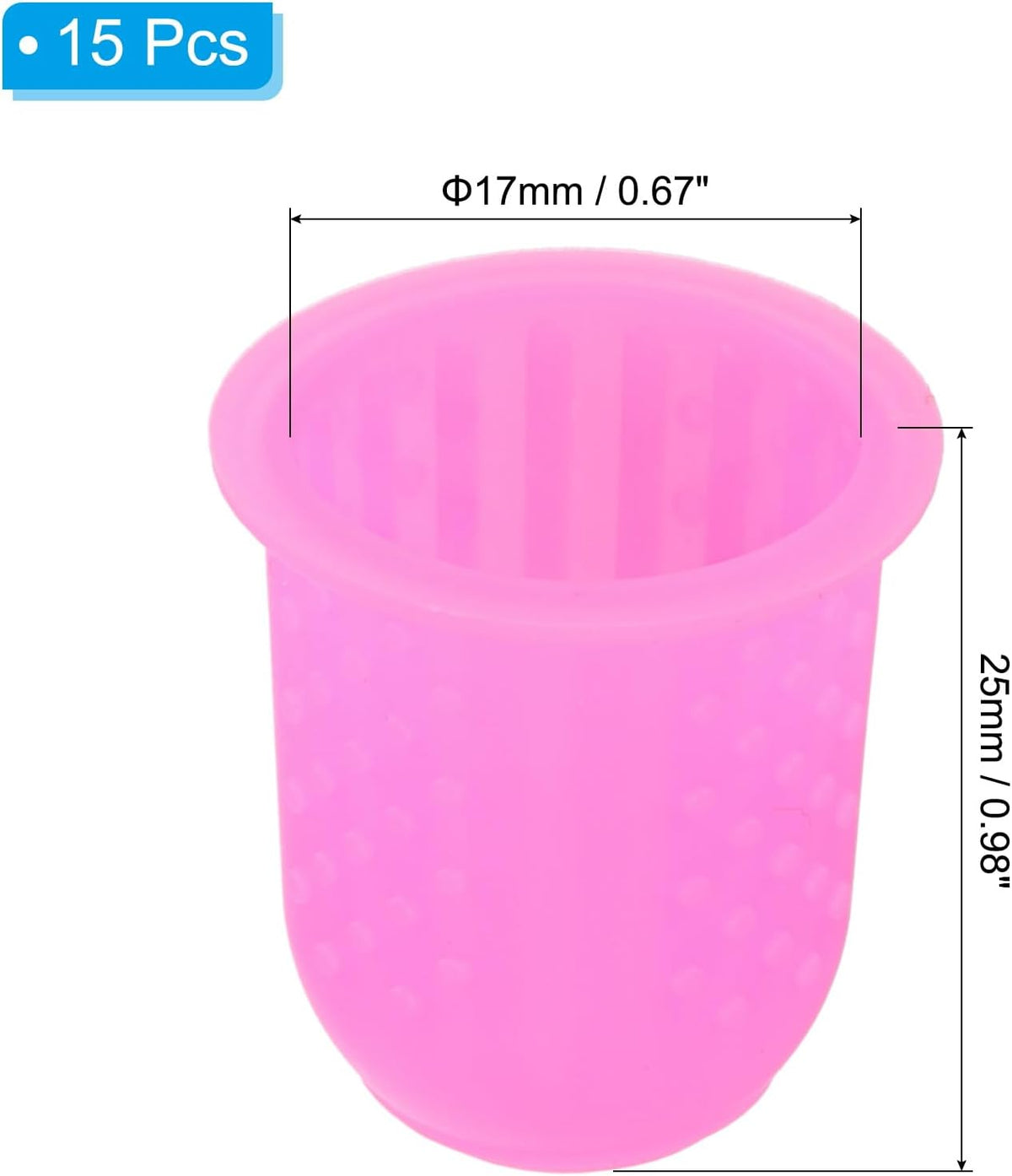 Rubber Finger Tips, 15 Pack Silicone Thumb Fingertip Protector Finger Cots Covers Guard Pads Thimble Grips for Office Counting Sewing, Pink Large Size