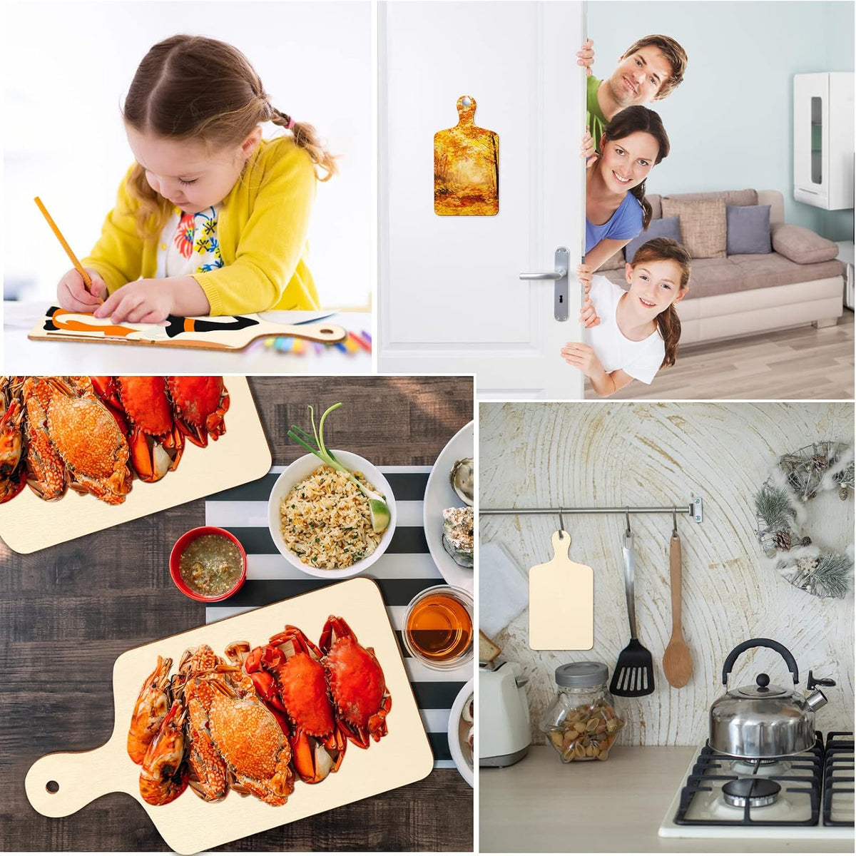 36 Pcs Wooden Mini Cutting Board with Handle Unfinished Wood Craft Mini Charcuterie Boards Paddle Blank Small Chopping Plank for DIY Kitchen Cooking Vegetables Decor(9.4 x 5.1 Inch,Rectangle)