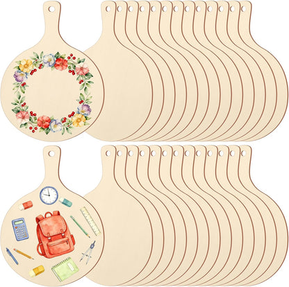 36 Pcs Wooden Mini Cutting Board with Handle Unfinished Wood Craft Mini Charcuterie Boards Paddle Blank Small Chopping Plank for DIY Kitchen Cooking Vegetables Decor(9.4 x 5.1 Inch,Rectangle)