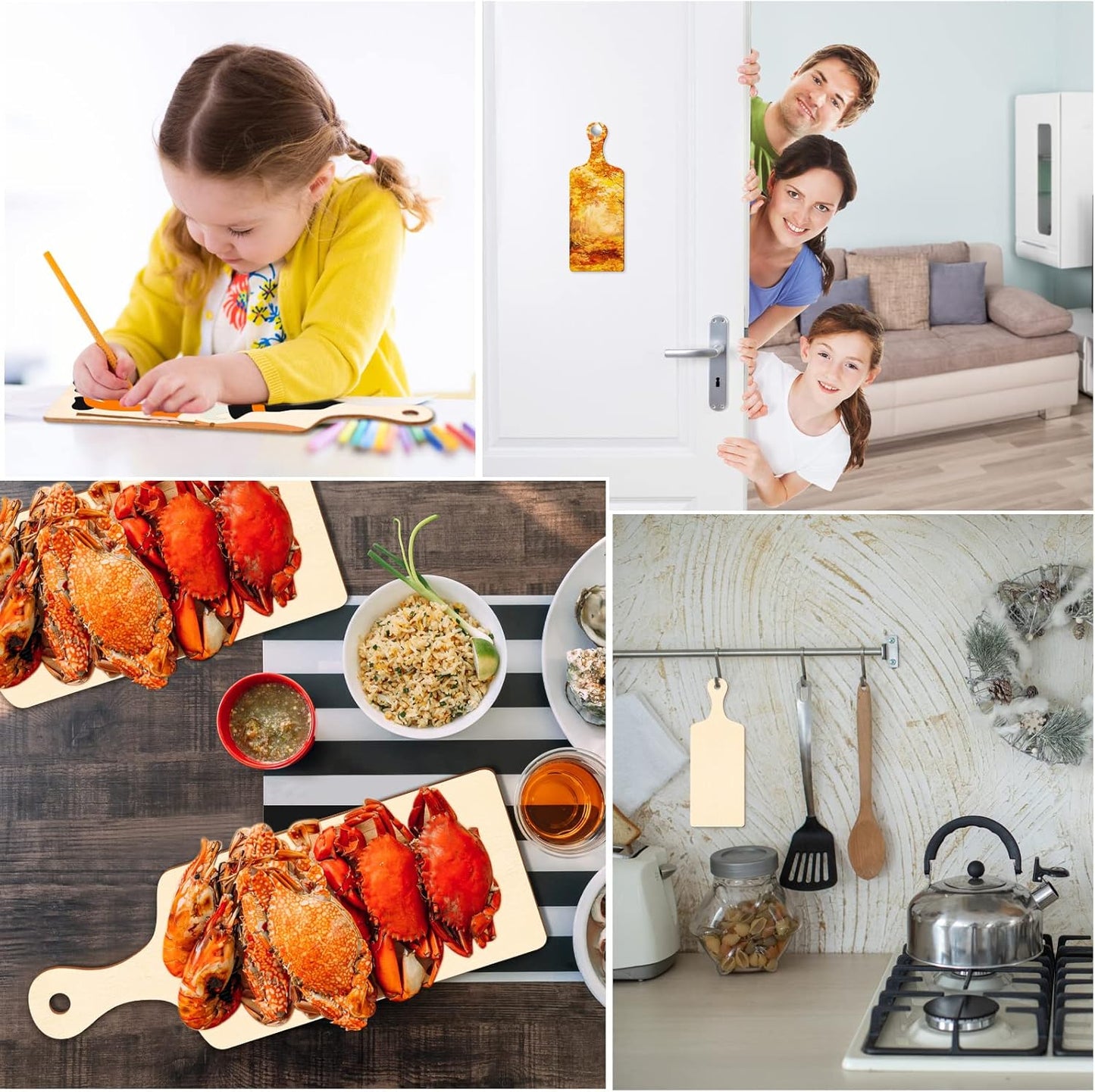 36 Pcs Wooden Mini Cutting Board with Handle Unfinished Wood Craft Mini Charcuterie Boards Paddle Blank Small Chopping Plank for DIY Kitchen Cooking Vegetables Decor(9.4 x 5.1 Inch,Rectangle)
