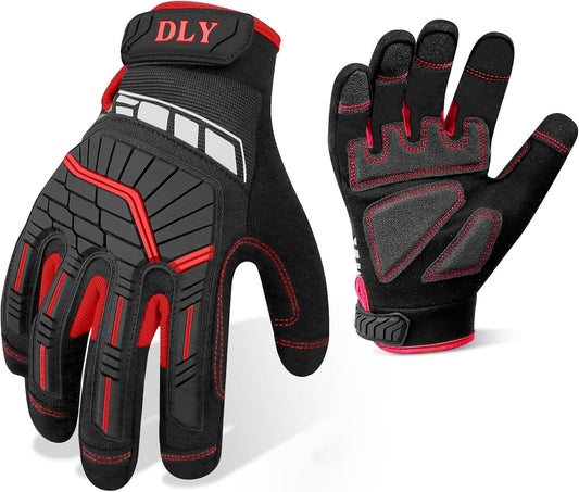 Work Gloves for Men, TPR Impact Protection, Mechanic Gloves | TPR Impact Protection, Synthetic Leather, Secure Grip, Touchscreen Fingertips, Mechanic Work, Construction, Warehouse