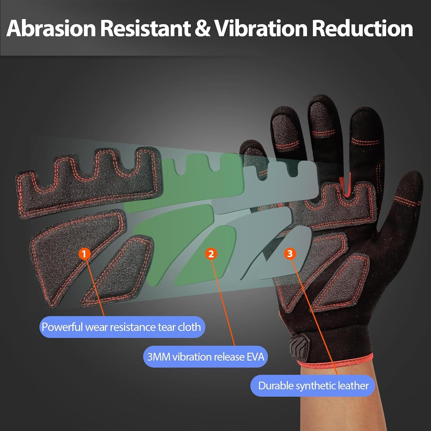 Work Gloves for Men, TPR Impact Protection, Mechanic Gloves | TPR Impact Protection, Synthetic Leather, Secure Grip, Touchscreen Fingertips, Mechanic Work, Construction, Warehouse