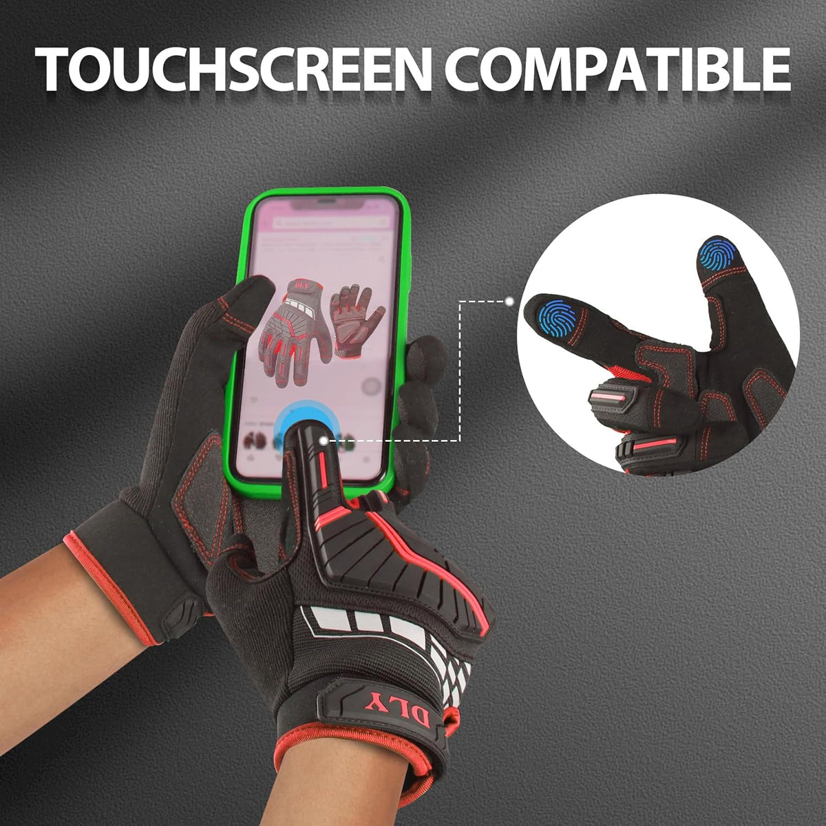 Work Gloves for Men, TPR Impact Protection, Mechanic Gloves | TPR Impact Protection, Synthetic Leather, Secure Grip, Touchscreen Fingertips, Mechanic Work, Construction, Warehouse