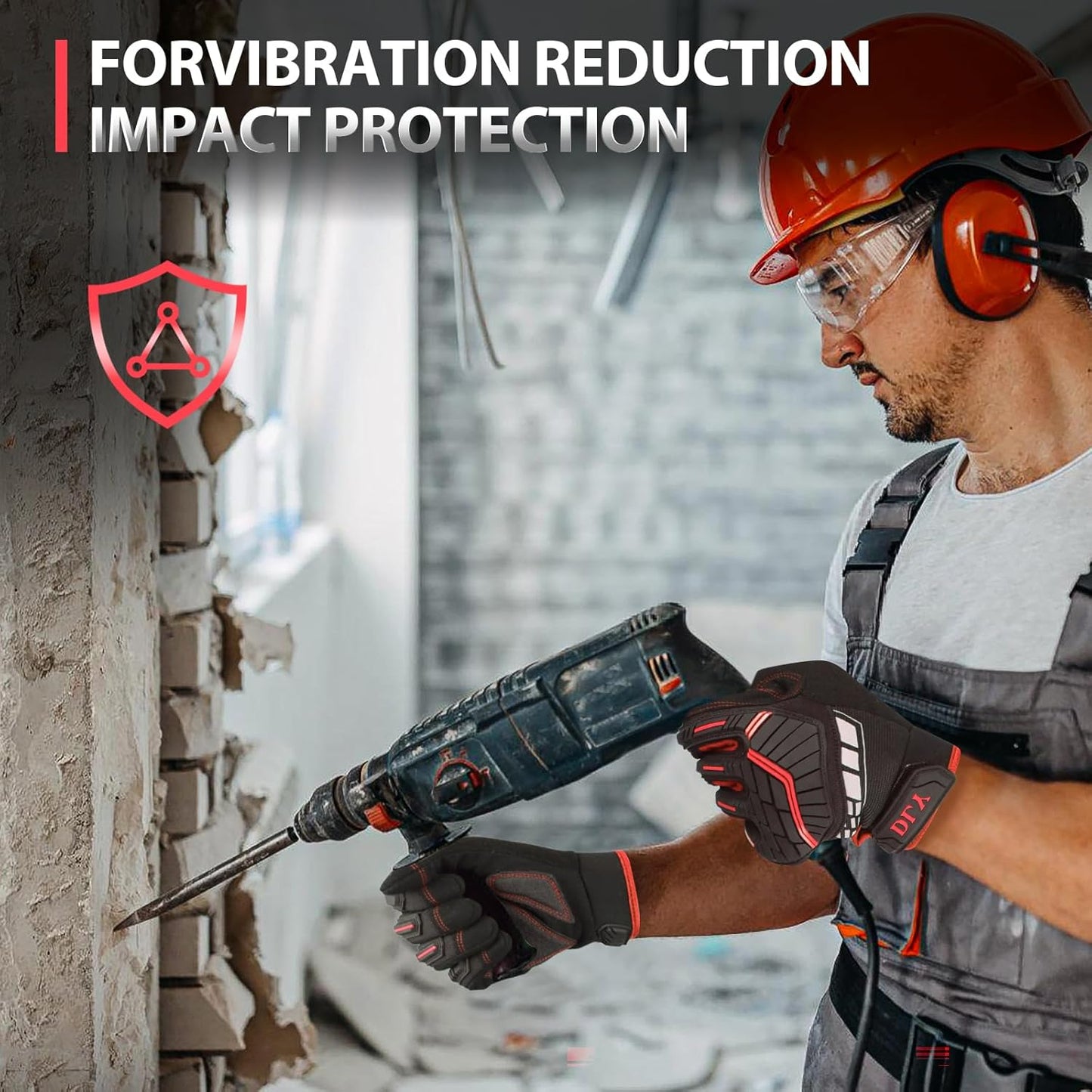 Work Gloves for Men, TPR Impact Protection, Mechanic Gloves | TPR Impact Protection, Synthetic Leather, Secure Grip, Touchscreen Fingertips, Mechanic Work, Construction, Warehouse