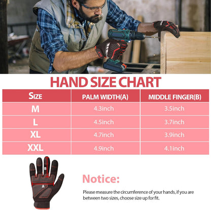 Work Gloves for Men, TPR Impact Protection, Mechanic Gloves | TPR Impact Protection, Synthetic Leather, Secure Grip, Touchscreen Fingertips, Mechanic Work, Construction, Warehouse