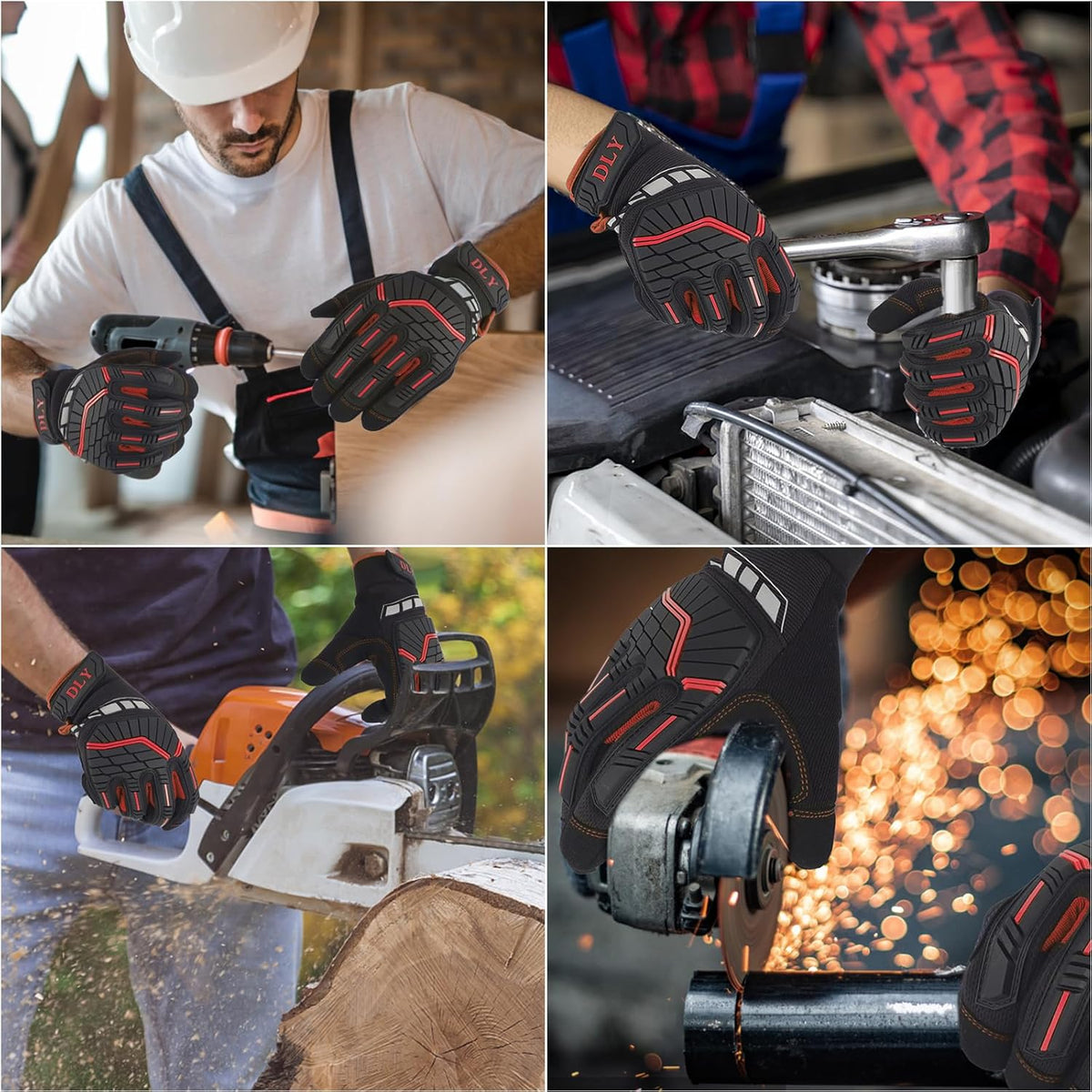Work Gloves for Men, TPR Impact Protection, Mechanic Gloves | TPR Impact Protection, Synthetic Leather, Secure Grip, Touchscreen Fingertips, Mechanic Work, Construction, Warehouse