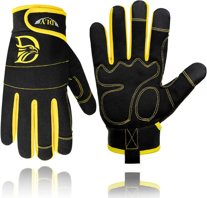 Work Gloves for Men, TPR Impact Protection, Mechanic Gloves | TPR Impact Protection, Synthetic Leather, Secure Grip, Touchscreen Fingertips, Mechanic Work, Construction, Warehouse