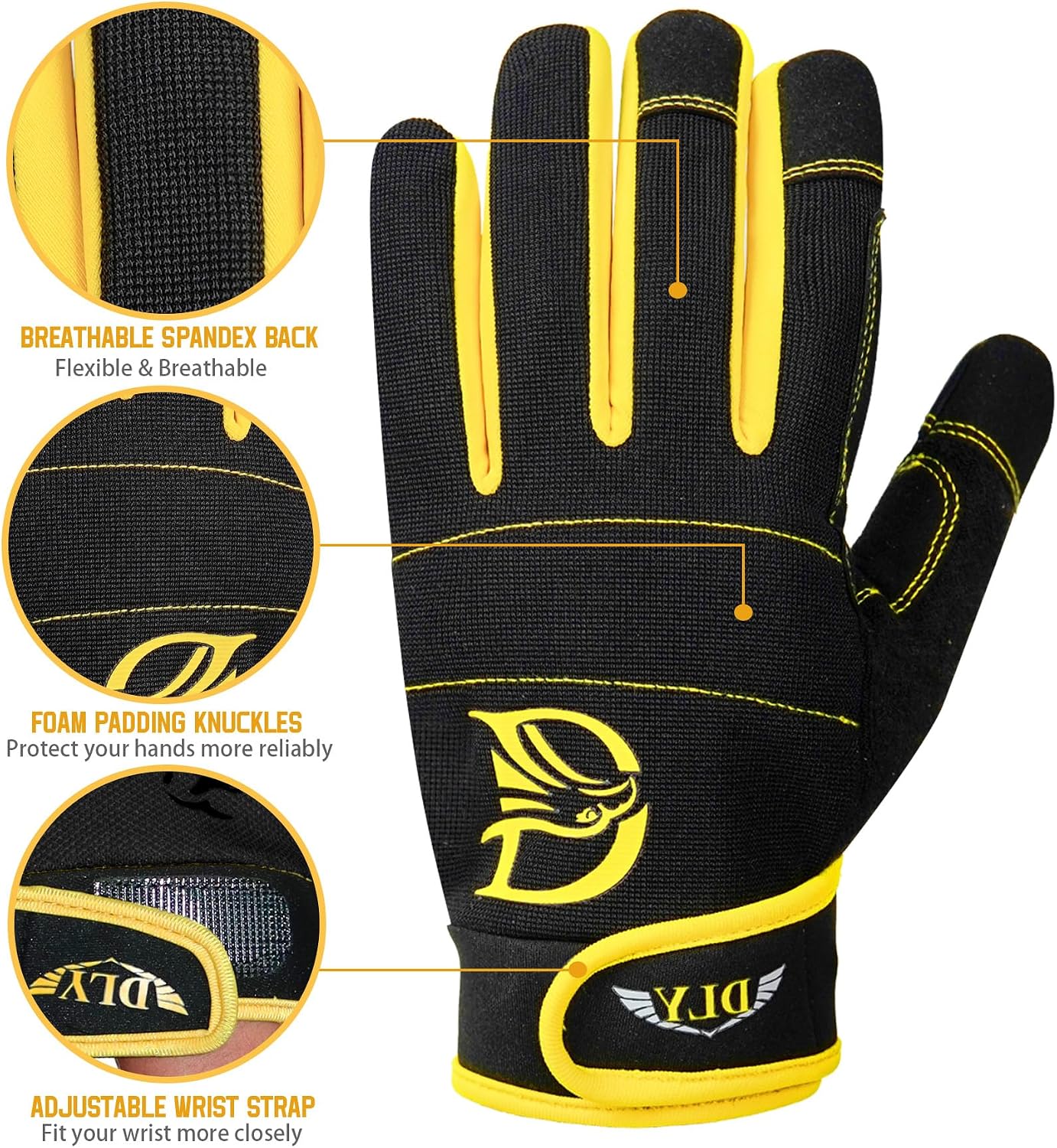 Work Gloves for Men, TPR Impact Protection, Mechanic Gloves | TPR Impact Protection, Synthetic Leather, Secure Grip, Touchscreen Fingertips, Mechanic Work, Construction, Warehouse