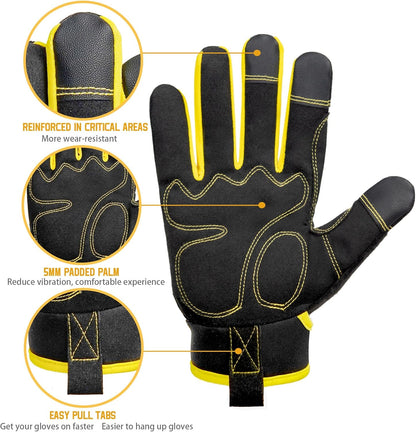 Work Gloves for Men, TPR Impact Protection, Mechanic Gloves | TPR Impact Protection, Synthetic Leather, Secure Grip, Touchscreen Fingertips, Mechanic Work, Construction, Warehouse