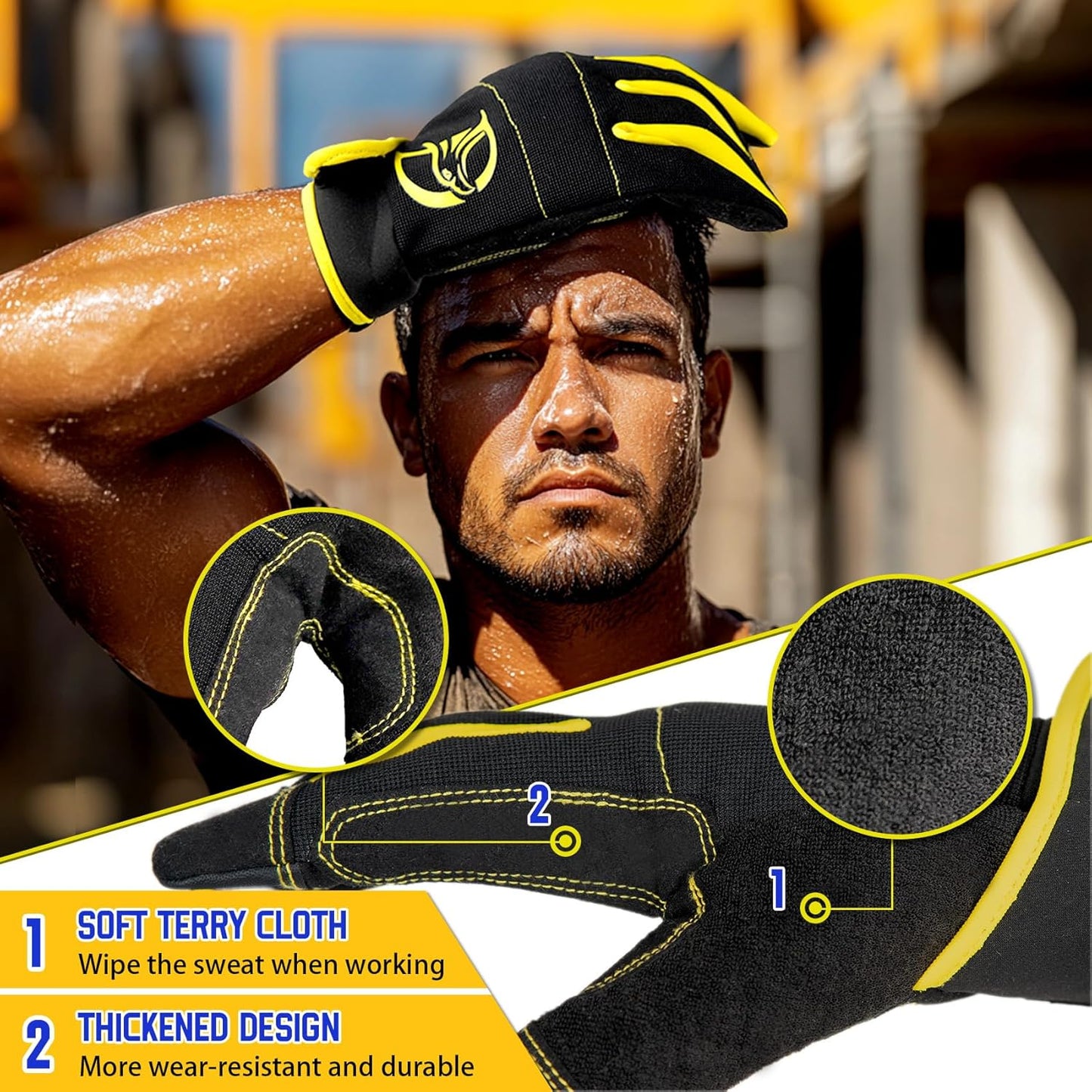 Work Gloves for Men, TPR Impact Protection, Mechanic Gloves | TPR Impact Protection, Synthetic Leather, Secure Grip, Touchscreen Fingertips, Mechanic Work, Construction, Warehouse