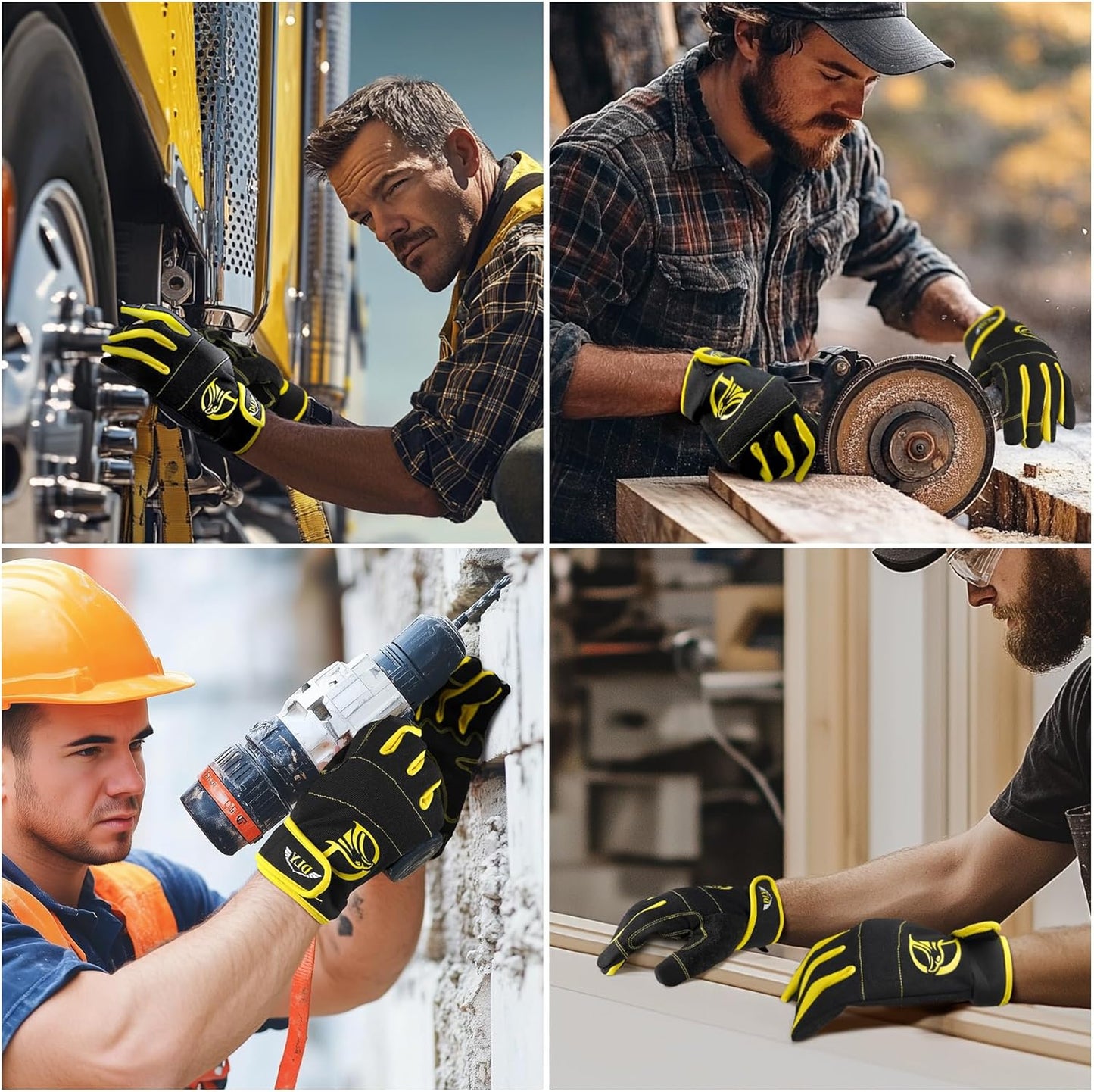 Work Gloves for Men, TPR Impact Protection, Mechanic Gloves | TPR Impact Protection, Synthetic Leather, Secure Grip, Touchscreen Fingertips, Mechanic Work, Construction, Warehouse