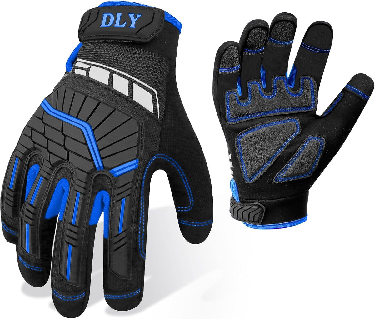 Work Gloves for Men, TPR Impact Protection, Mechanic Gloves | TPR Impact Protection, Synthetic Leather, Secure Grip, Touchscreen Fingertips, Mechanic Work, Construction, Warehouse