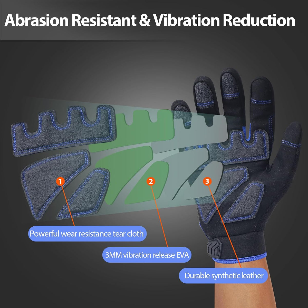 Work Gloves for Men, TPR Impact Protection, Mechanic Gloves | TPR Impact Protection, Synthetic Leather, Secure Grip, Touchscreen Fingertips, Mechanic Work, Construction, Warehouse