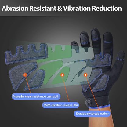 Work Gloves for Men, TPR Impact Protection, Mechanic Gloves | TPR Impact Protection, Synthetic Leather, Secure Grip, Touchscreen Fingertips, Mechanic Work, Construction, Warehouse