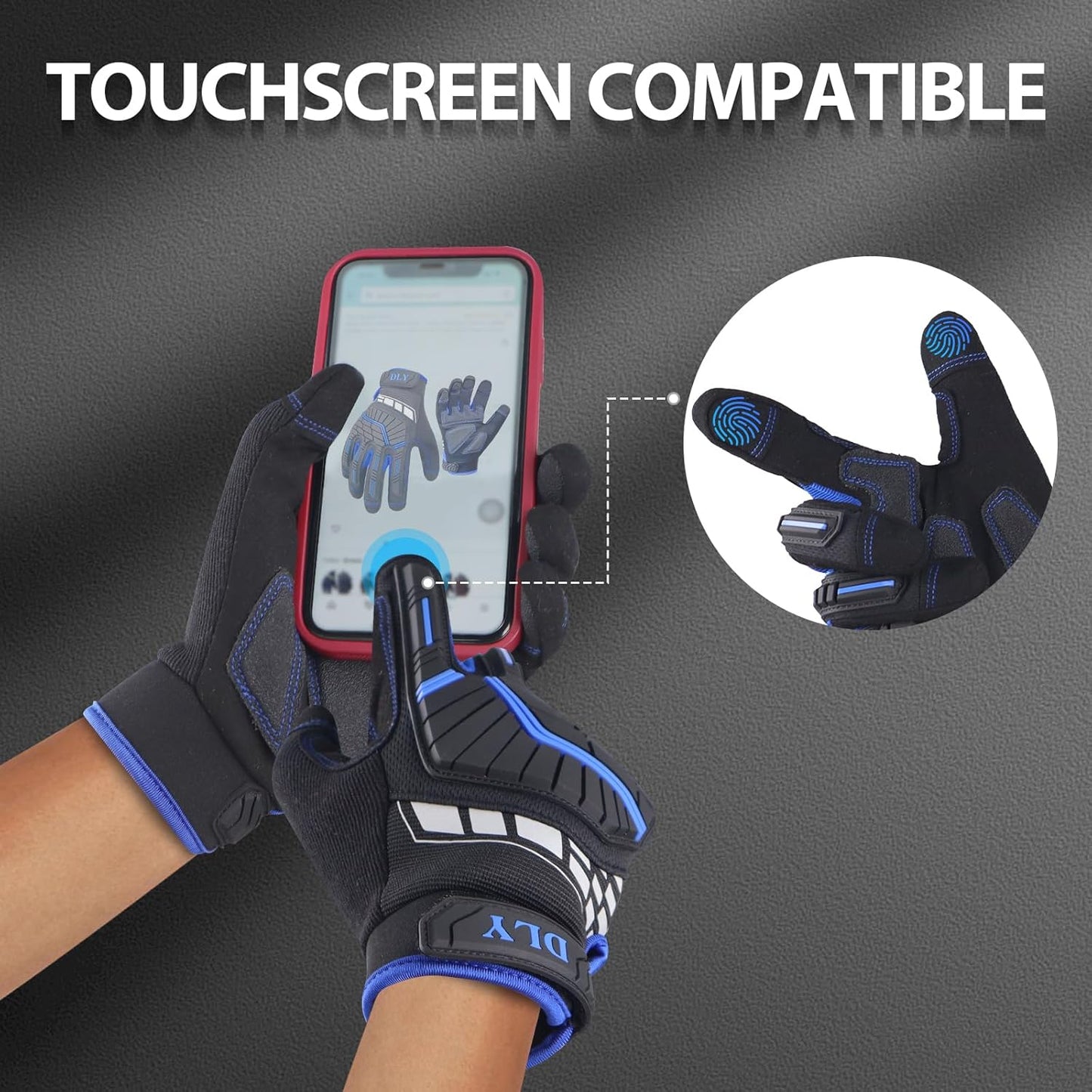 Work Gloves for Men, TPR Impact Protection, Mechanic Gloves | TPR Impact Protection, Synthetic Leather, Secure Grip, Touchscreen Fingertips, Mechanic Work, Construction, Warehouse
