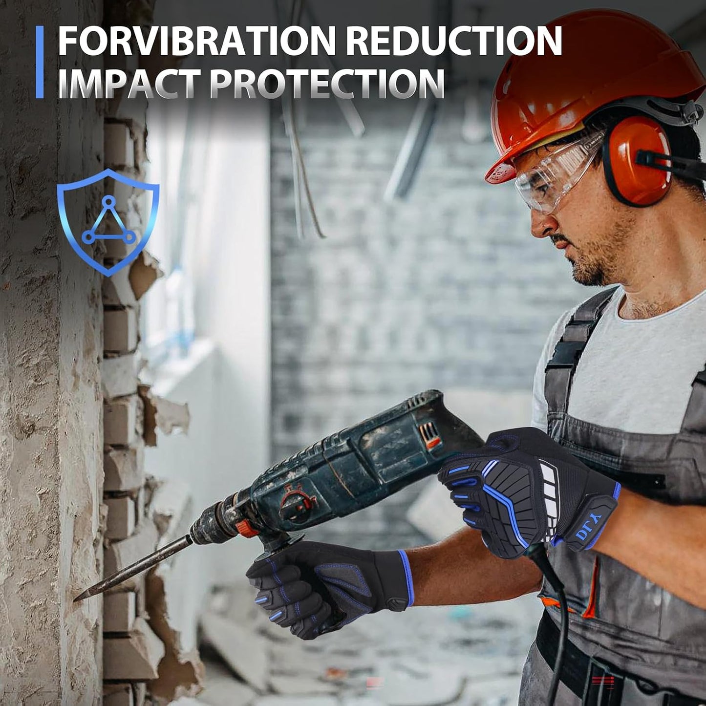 Work Gloves for Men, TPR Impact Protection, Mechanic Gloves | TPR Impact Protection, Synthetic Leather, Secure Grip, Touchscreen Fingertips, Mechanic Work, Construction, Warehouse
