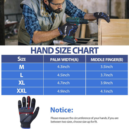 Work Gloves for Men, TPR Impact Protection, Mechanic Gloves | TPR Impact Protection, Synthetic Leather, Secure Grip, Touchscreen Fingertips, Mechanic Work, Construction, Warehouse