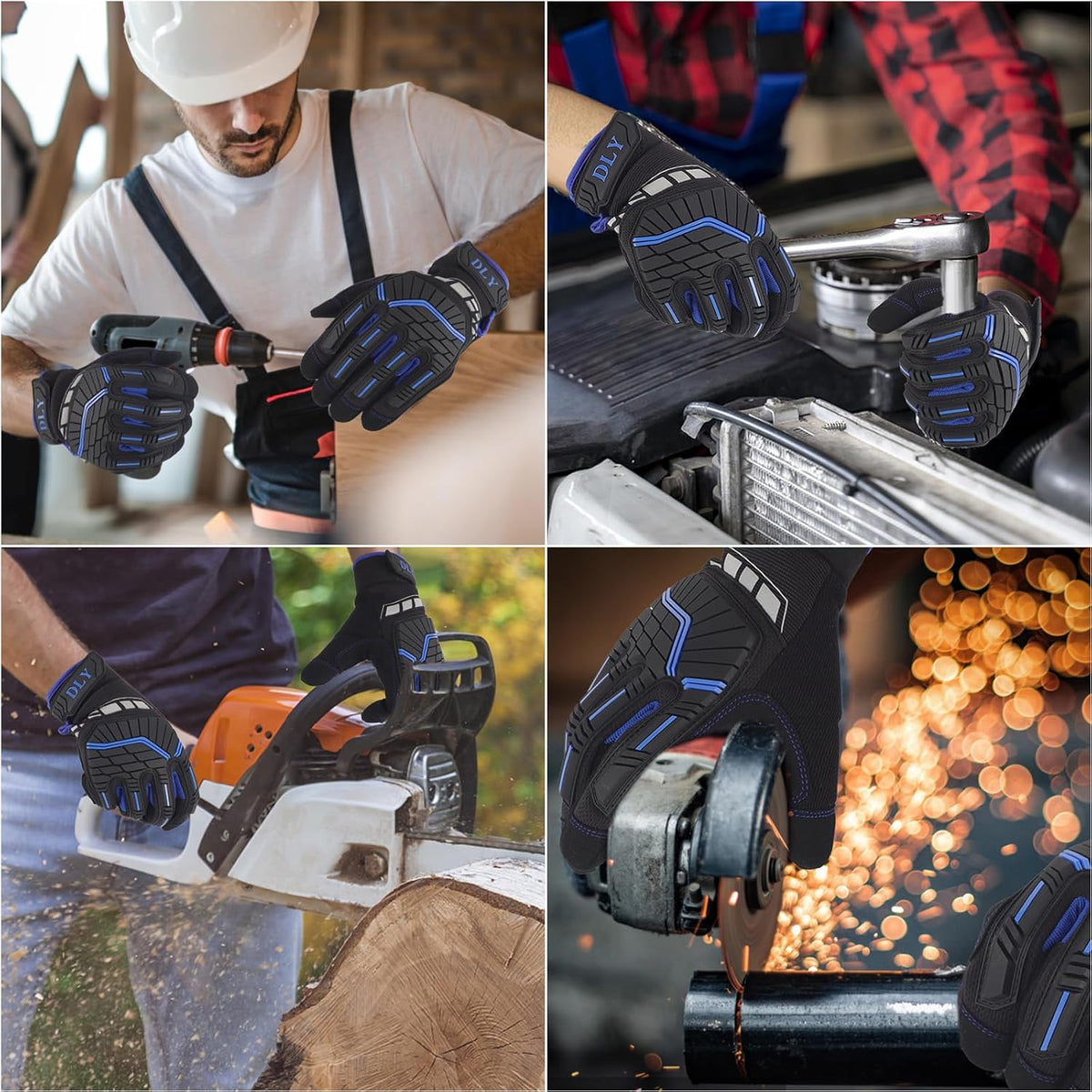 Work Gloves for Men, TPR Impact Protection, Mechanic Gloves | TPR Impact Protection, Synthetic Leather, Secure Grip, Touchscreen Fingertips, Mechanic Work, Construction, Warehouse