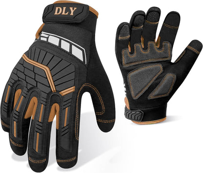 Work Gloves for Men, TPR Impact Protection, Mechanic Gloves | TPR Impact Protection, Synthetic Leather, Secure Grip, Touchscreen Fingertips, Mechanic Work, Construction, Warehouse