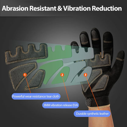 Work Gloves for Men, TPR Impact Protection, Mechanic Gloves | TPR Impact Protection, Synthetic Leather, Secure Grip, Touchscreen Fingertips, Mechanic Work, Construction, Warehouse