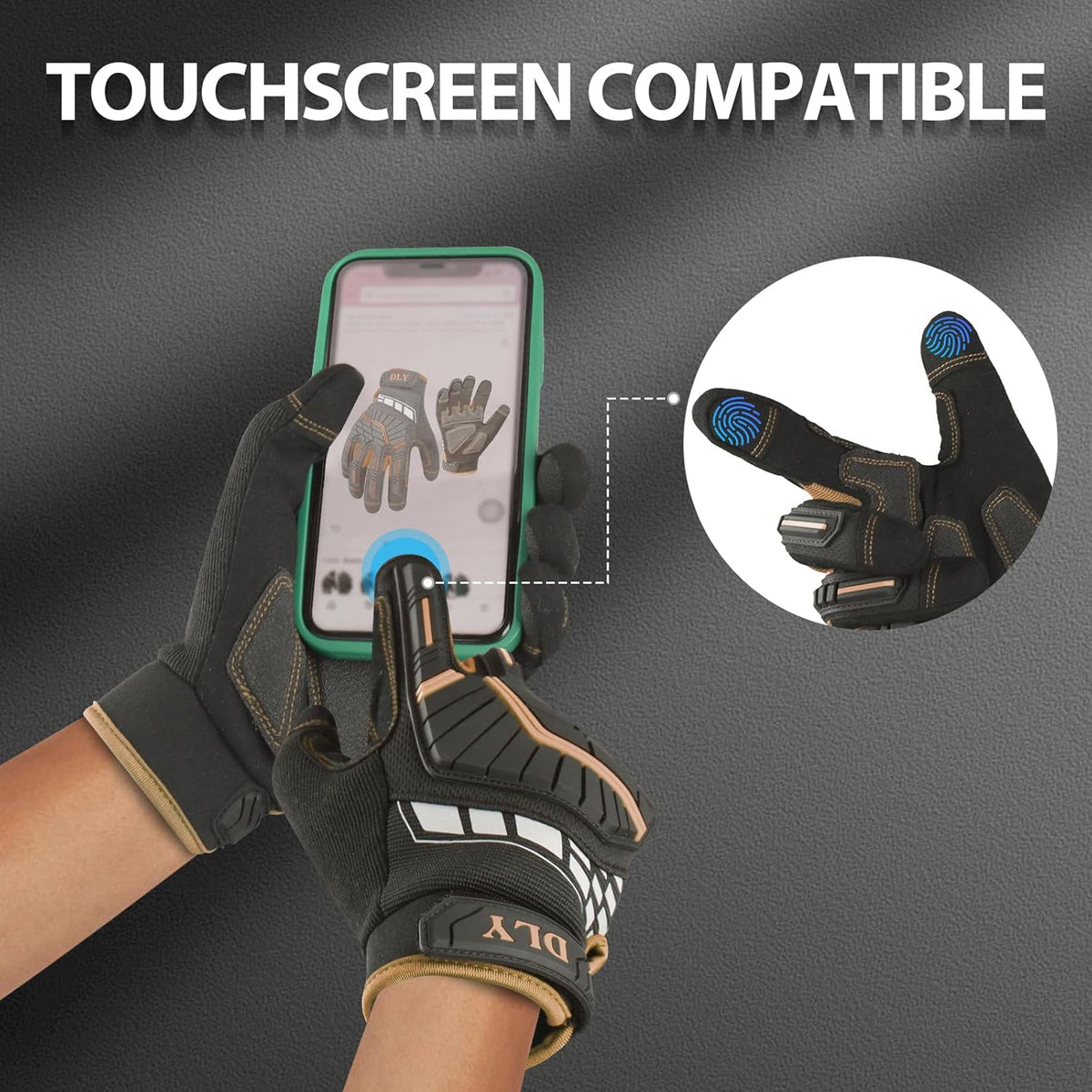 Work Gloves for Men, TPR Impact Protection, Mechanic Gloves | TPR Impact Protection, Synthetic Leather, Secure Grip, Touchscreen Fingertips, Mechanic Work, Construction, Warehouse