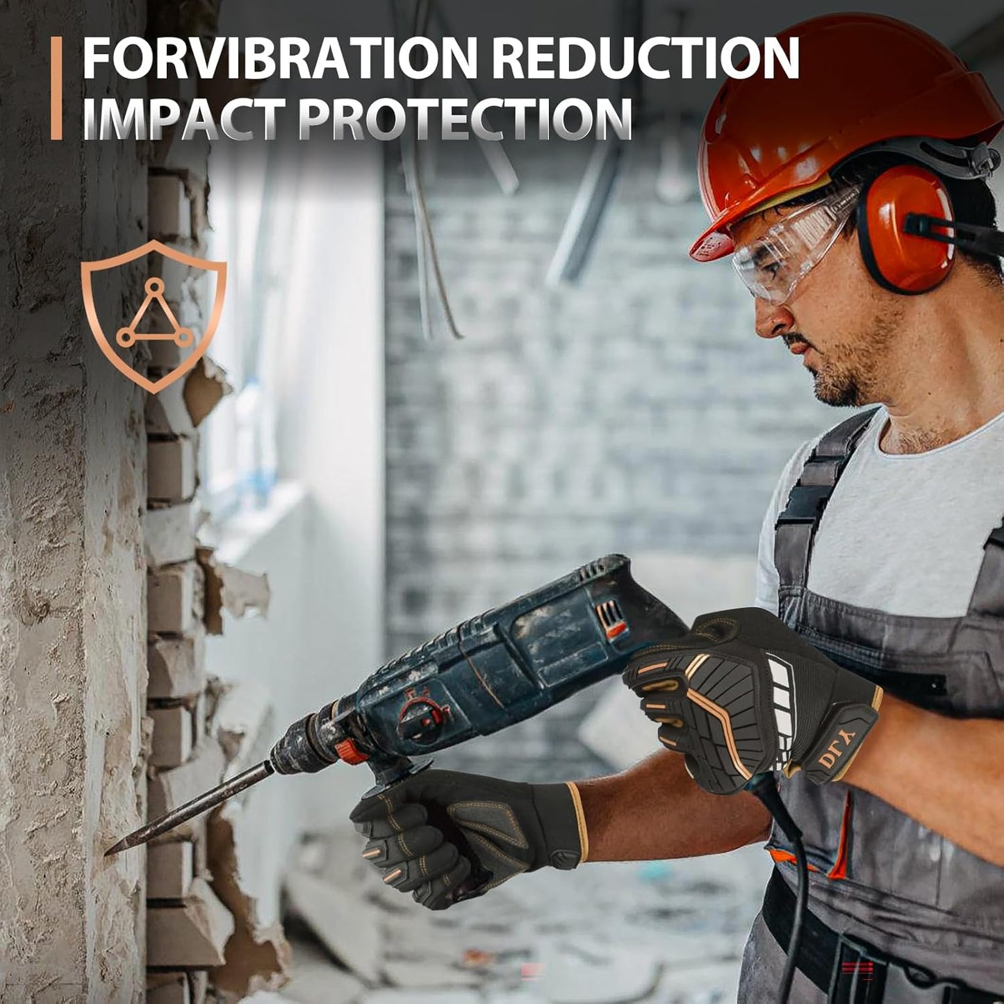 Work Gloves for Men, TPR Impact Protection, Mechanic Gloves | TPR Impact Protection, Synthetic Leather, Secure Grip, Touchscreen Fingertips, Mechanic Work, Construction, Warehouse