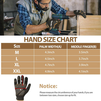 Work Gloves for Men, TPR Impact Protection, Mechanic Gloves | TPR Impact Protection, Synthetic Leather, Secure Grip, Touchscreen Fingertips, Mechanic Work, Construction, Warehouse