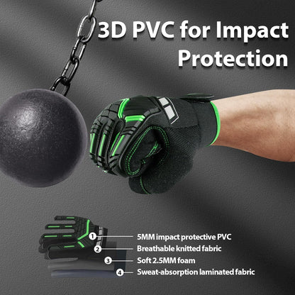 Work Gloves for Men, TPR Impact Protection, Mechanic Gloves | TPR Impact Protection, Synthetic Leather, Secure Grip, Touchscreen Fingertips, Mechanic Work, Construction, Warehouse