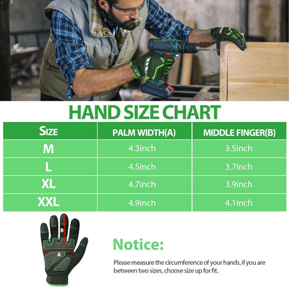 Work Gloves for Men, TPR Impact Protection, Mechanic Gloves | TPR Impact Protection, Synthetic Leather, Secure Grip, Touchscreen Fingertips, Mechanic Work, Construction, Warehouse