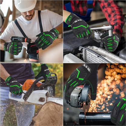 Work Gloves for Men, TPR Impact Protection, Mechanic Gloves | TPR Impact Protection, Synthetic Leather, Secure Grip, Touchscreen Fingertips, Mechanic Work, Construction, Warehouse