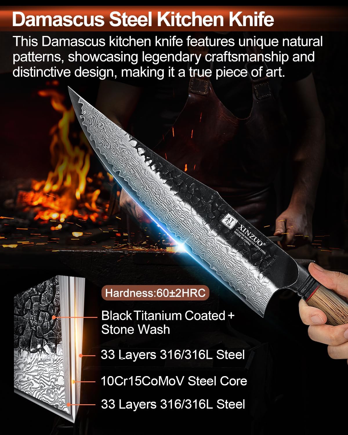10 Inch Brisket Carving Knife，67-Layer Damascus Steel，Razor Sharp Curved Butcher Breaking Knives For Meat Cutting With White Oak + Red G10 Gasket Handle