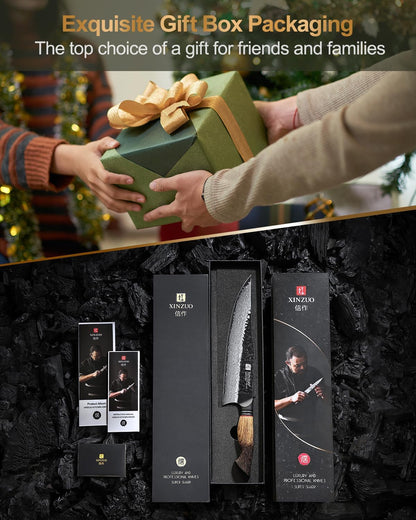 10 Inch Brisket Carving Knife，67-Layer Damascus Steel，Razor Sharp Curved Butcher Breaking Knives For Meat Cutting With White Oak + Red G10 Gasket Handle